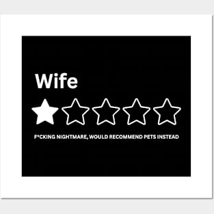 Funny Wife One Star Review Rating Would Not Recommend Humor Husband Sarcasm Posters and Art